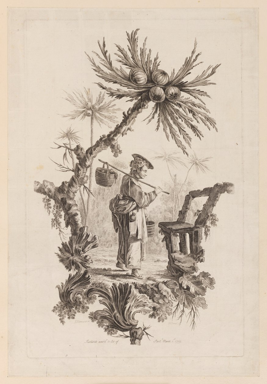 Figur med kurv under gren af Jean Baptiste Pillement