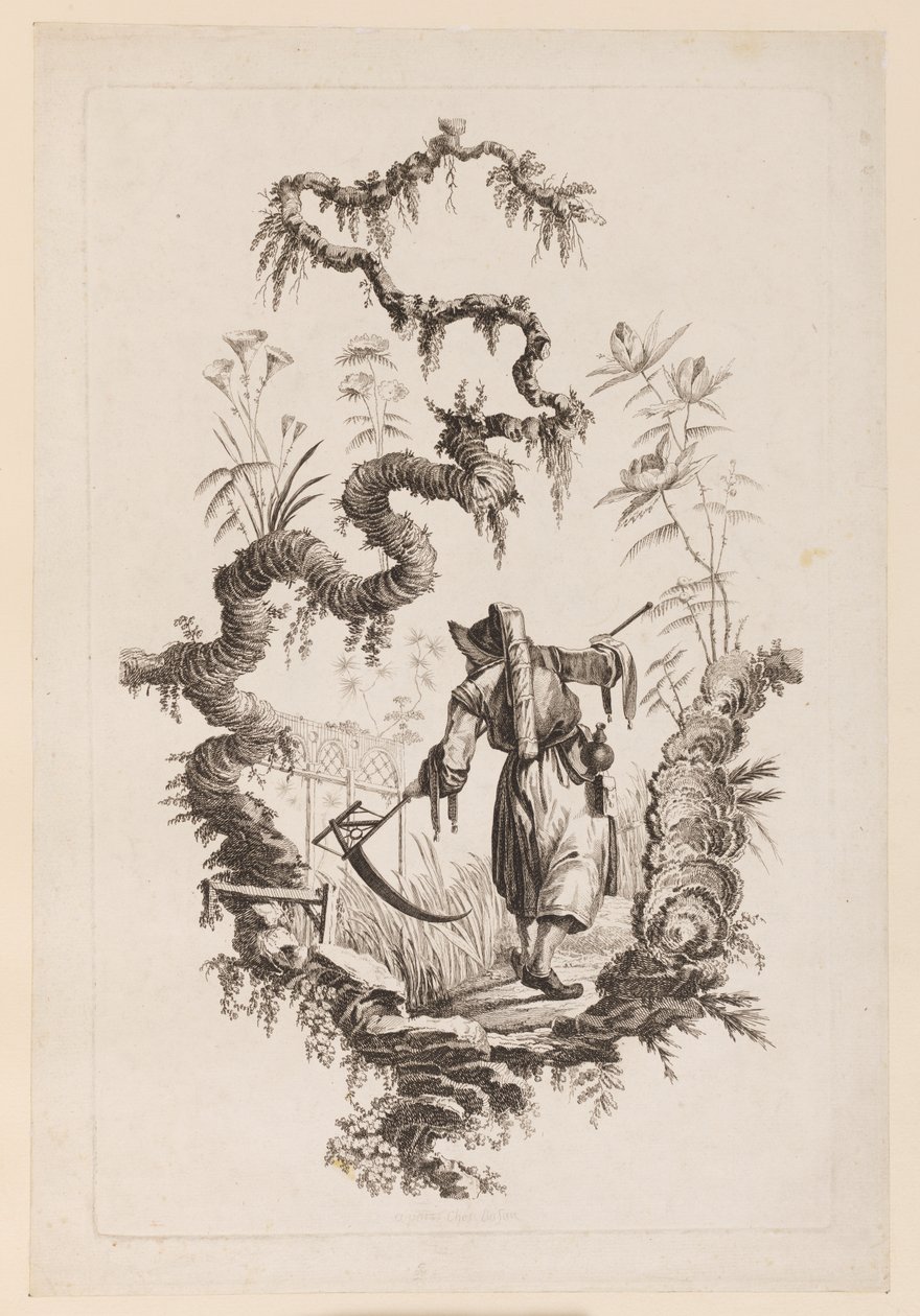 Figur med Scythe Under Bough af Jean Baptiste Pillement