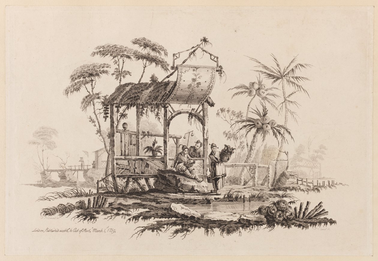 Figurer under en struktur af Jean Baptiste Pillement