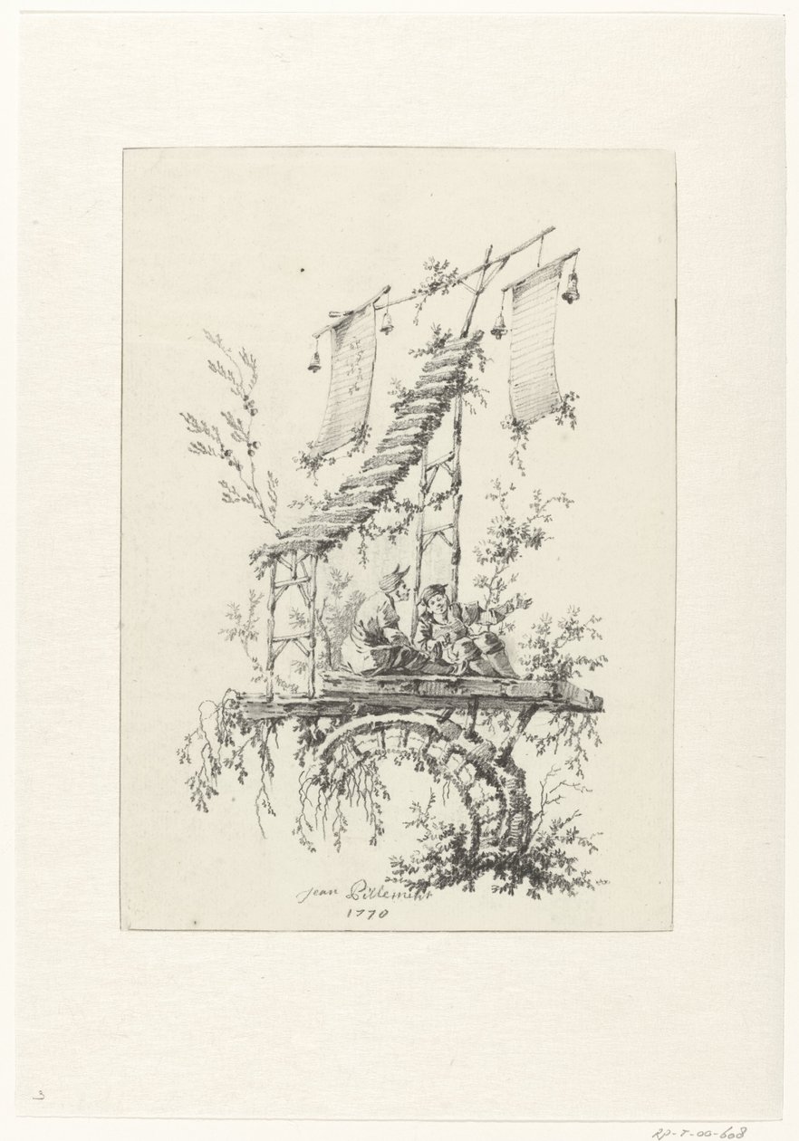 Ornamental sammensætning i chinoiserie stil Ornamentale designs i chinoiserie-stil til Deuxième Cahier de six Baraques Chinoises (serietitel) af Jean Baptiste Pillement