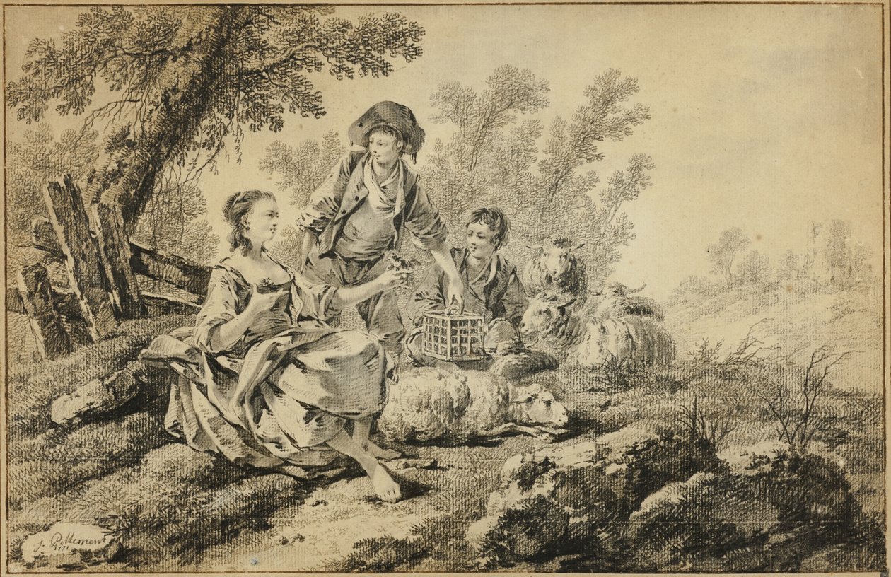 Pastoral Scene af Jean Baptiste Pillement
