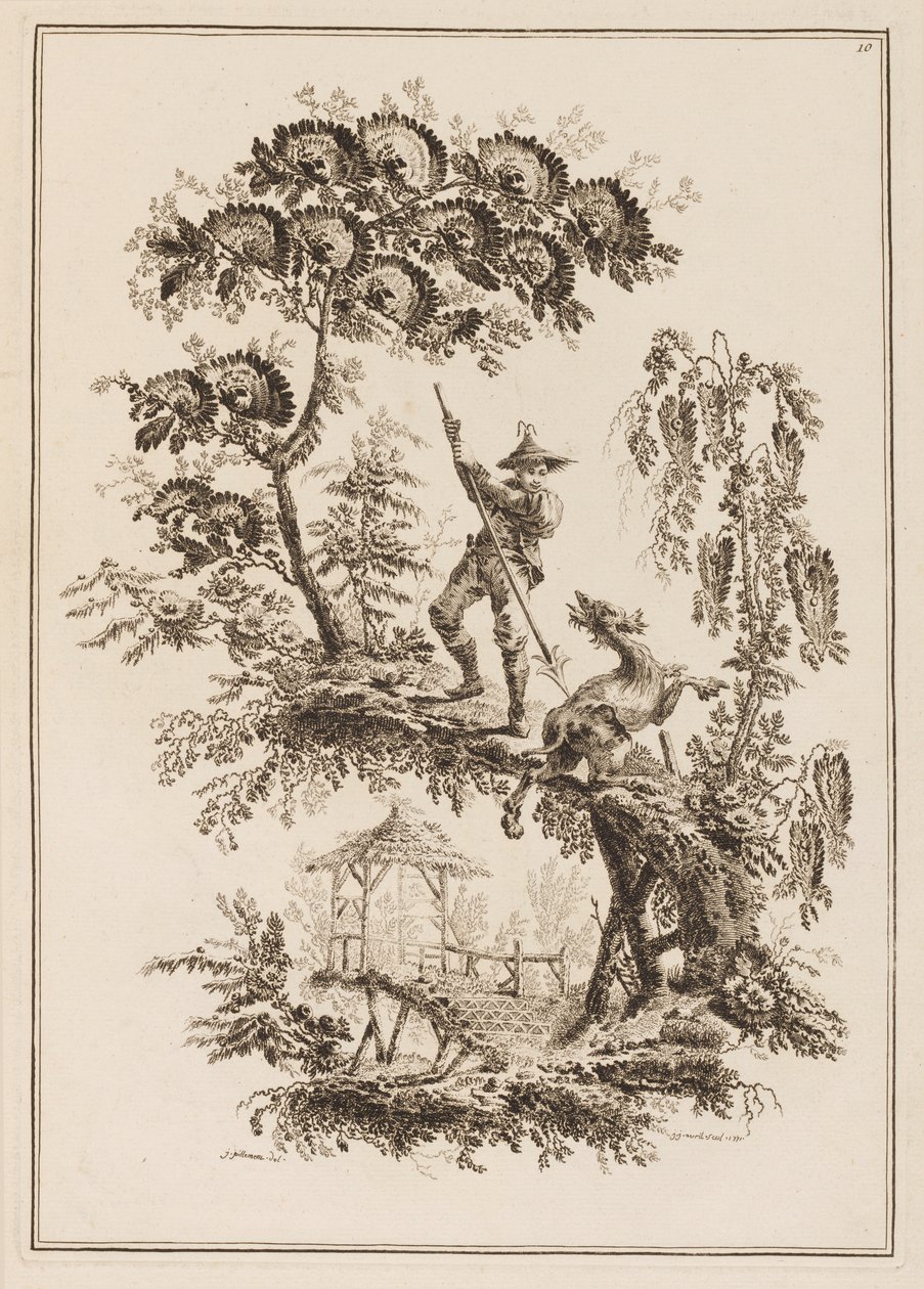 Plade 10, fra "Suite of Tolv Fishermen and Hunters" af Jean Baptiste Pillement