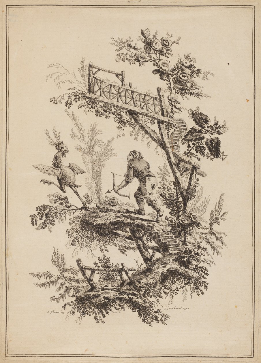 Tavle 12, fra "Suite of Tolv Fishermen and Hunters" af Jean Baptiste Pillement