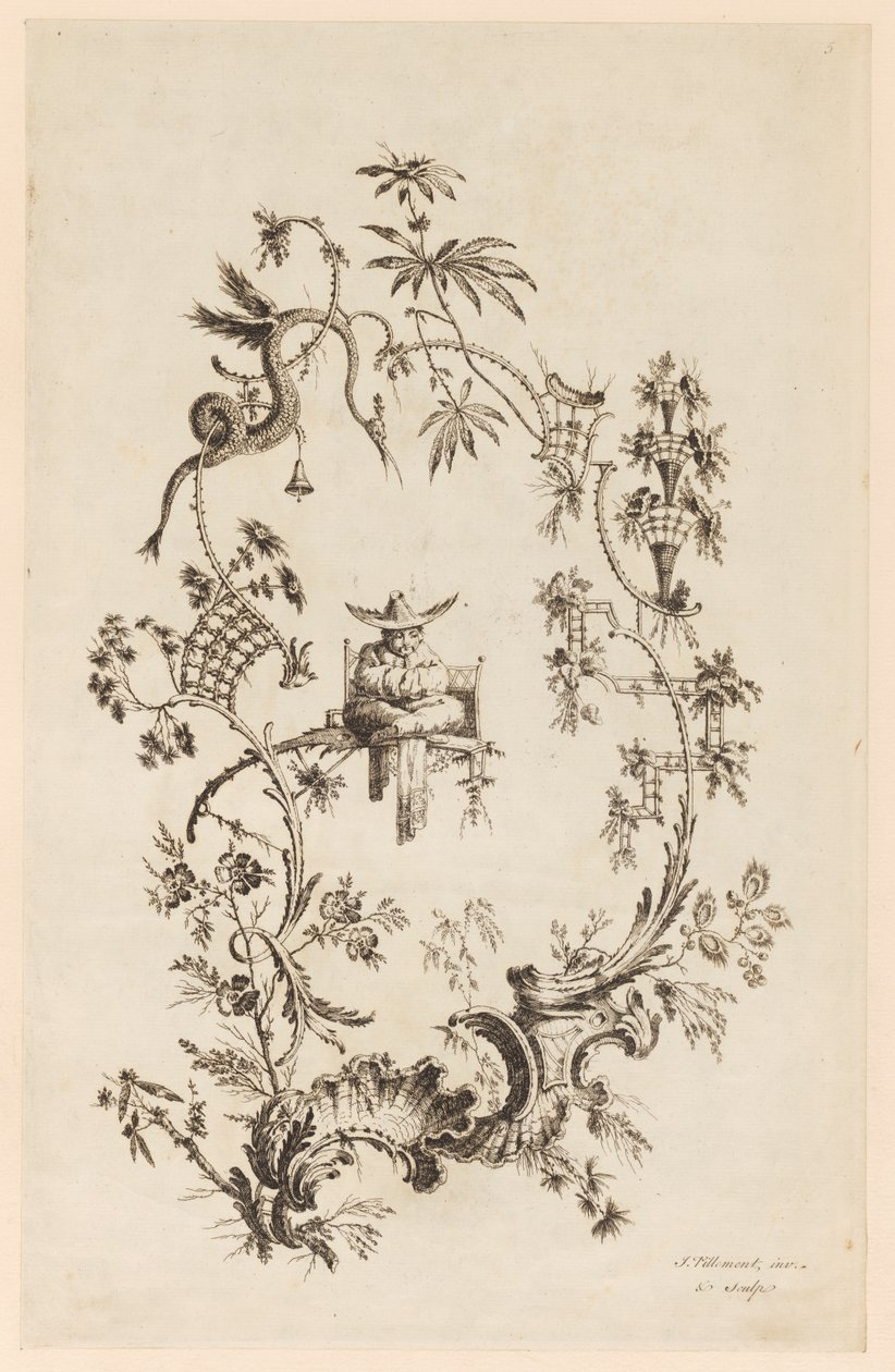 Plade 5, fra "A New Book of Chinese Ornaments" af Jean Baptiste Pillement