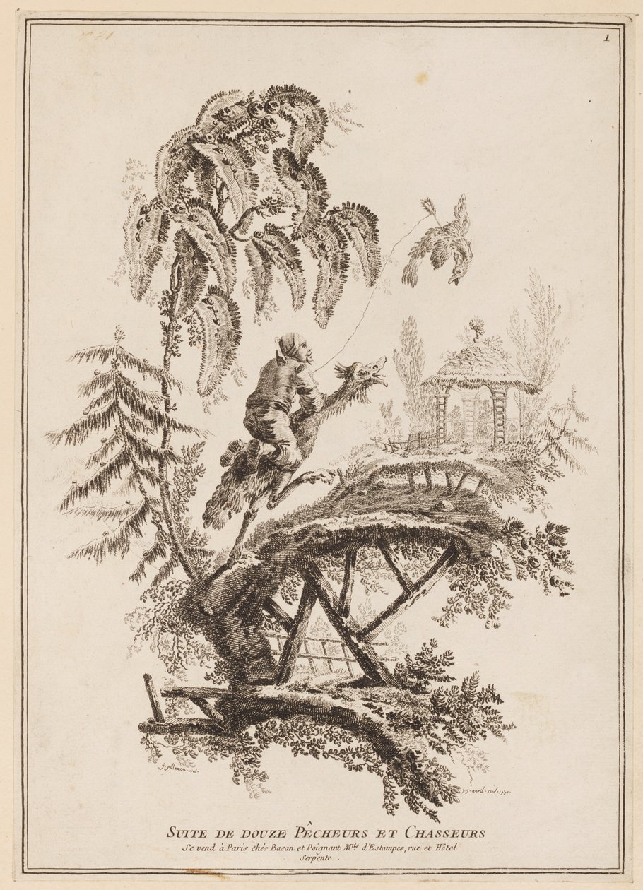 Titelside, "Suite af tolv fiskere og jægere" af Jean Baptiste Pillement