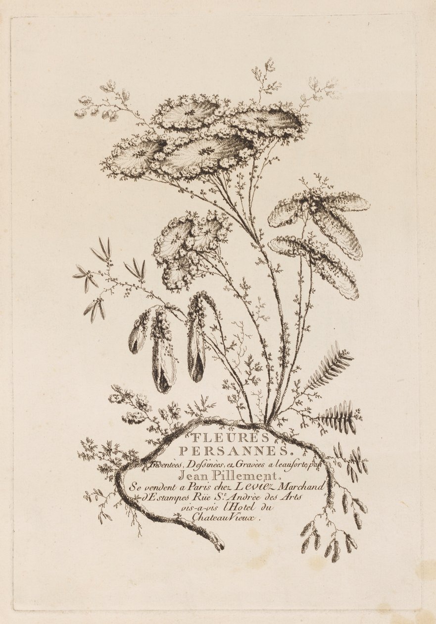 Titelside fra "Persiske blomster" af Jean Baptiste Pillement