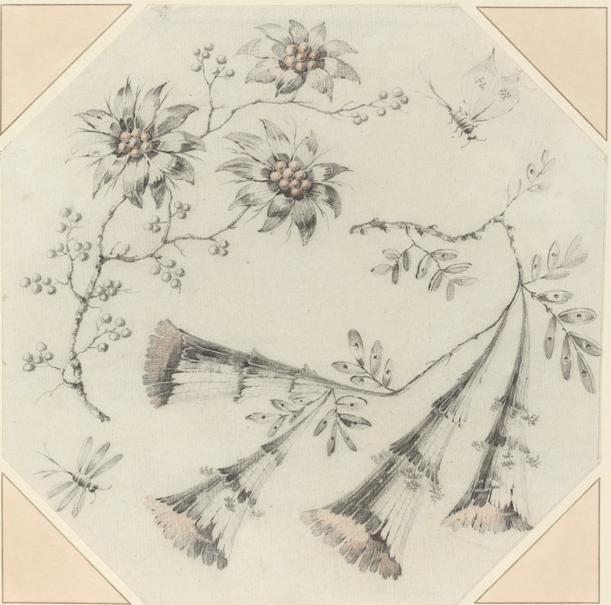 Trompetblomster og tusindfryd af Jean Baptiste Pillement