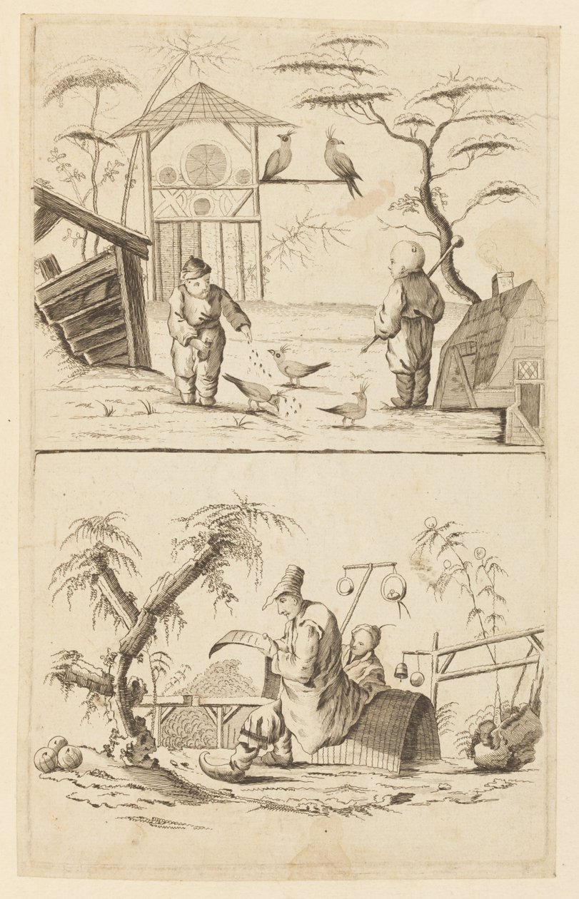 To kinesiske scener af Jean Baptiste Pillement