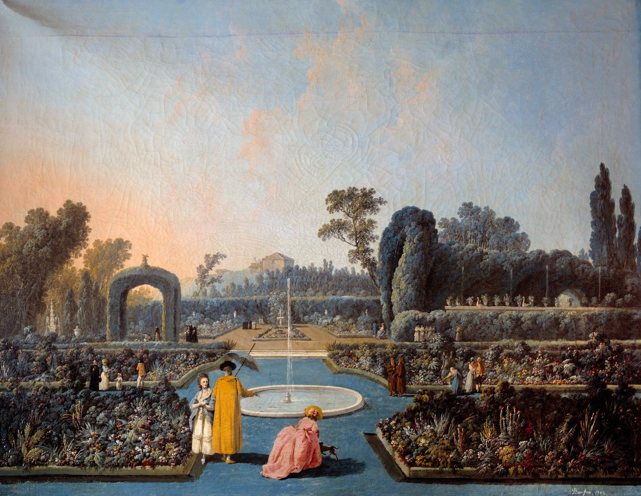 Udsigt over Benficas haver i Lissabon Maleri af Jean Pillement (1728-1808) 1785 Paris, dekorativ kunst af Jean Baptiste Pillement