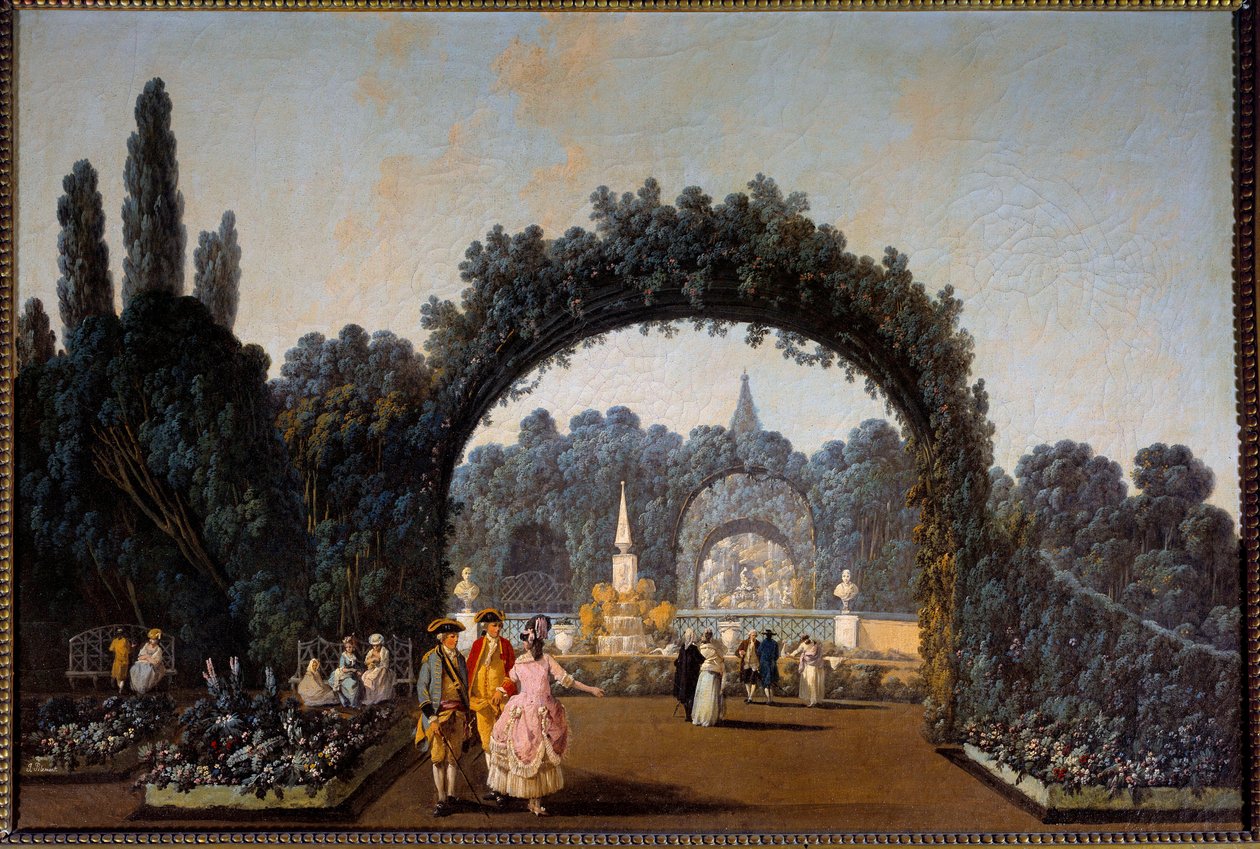 Udsigt over Benficas haver i Lissabon i 1785 Maleri af Jean Pillement (1728-1808) Paris, dekorativ kunst af Jean Baptiste Pillement