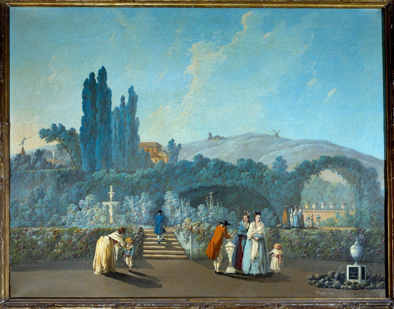 Udsigt over Benficas haver i Lissabon i 1785 Akvarel af Jean Pillement (1728-1808) 1785 Paris, Dekorativ kunst af Jean Baptiste Pillement