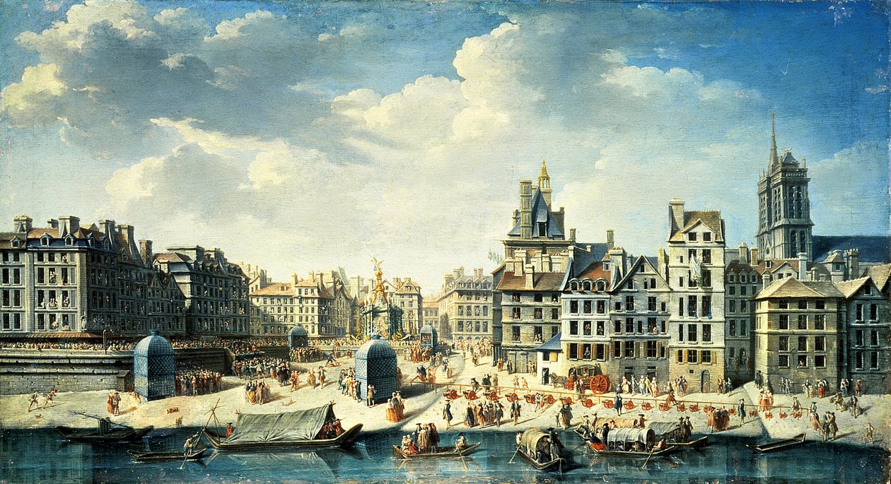 En plads ved bredden af Seinen i Paris af Jean Baptiste Raguenet