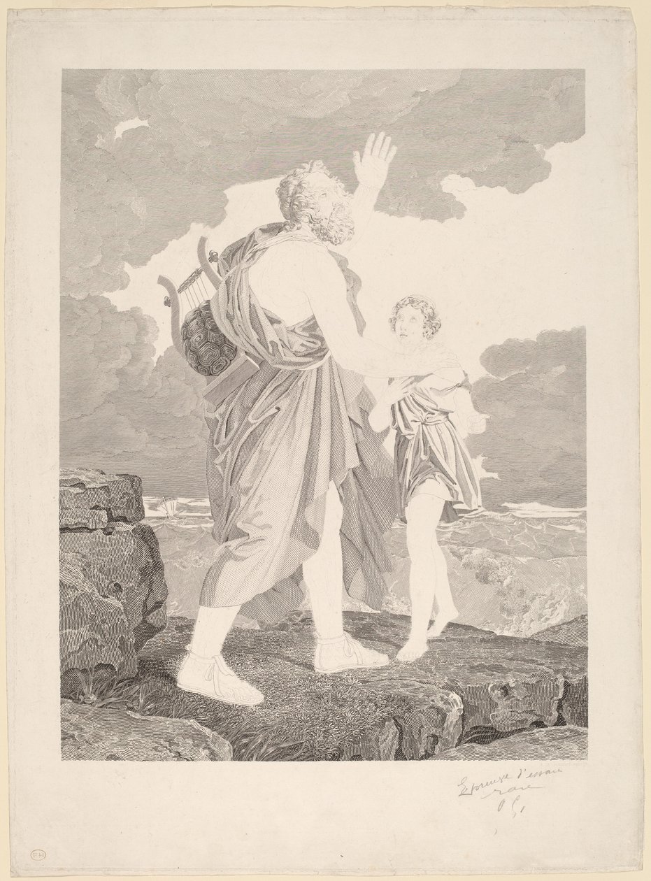 Den blinde Homer af Jean Baptiste Raphael Urbain Massard, after Baron François Gerard