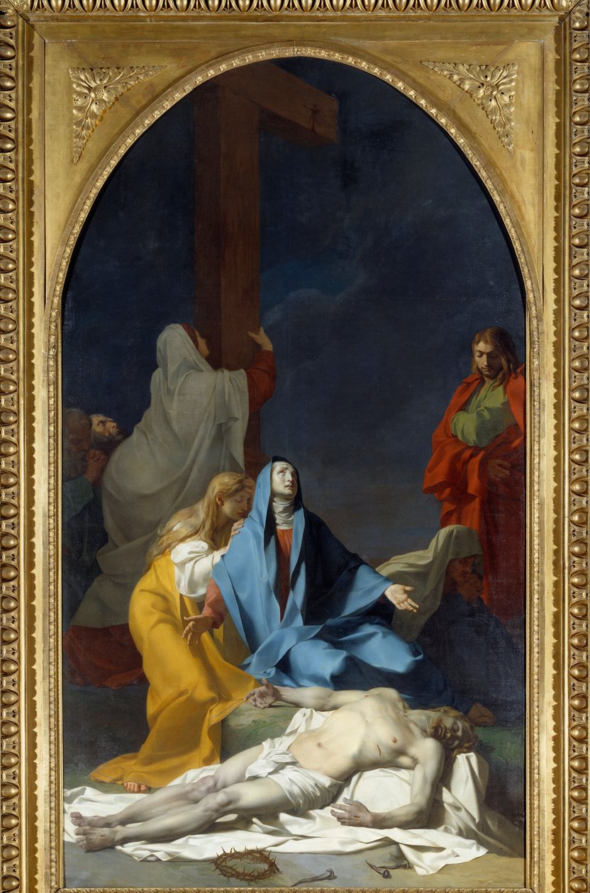 Descent of the Cross Maleri af Jean Baptiste Regnault (1754-1829) 1789 søn. 4,25x2,33 m af Jean Baptiste Regnault