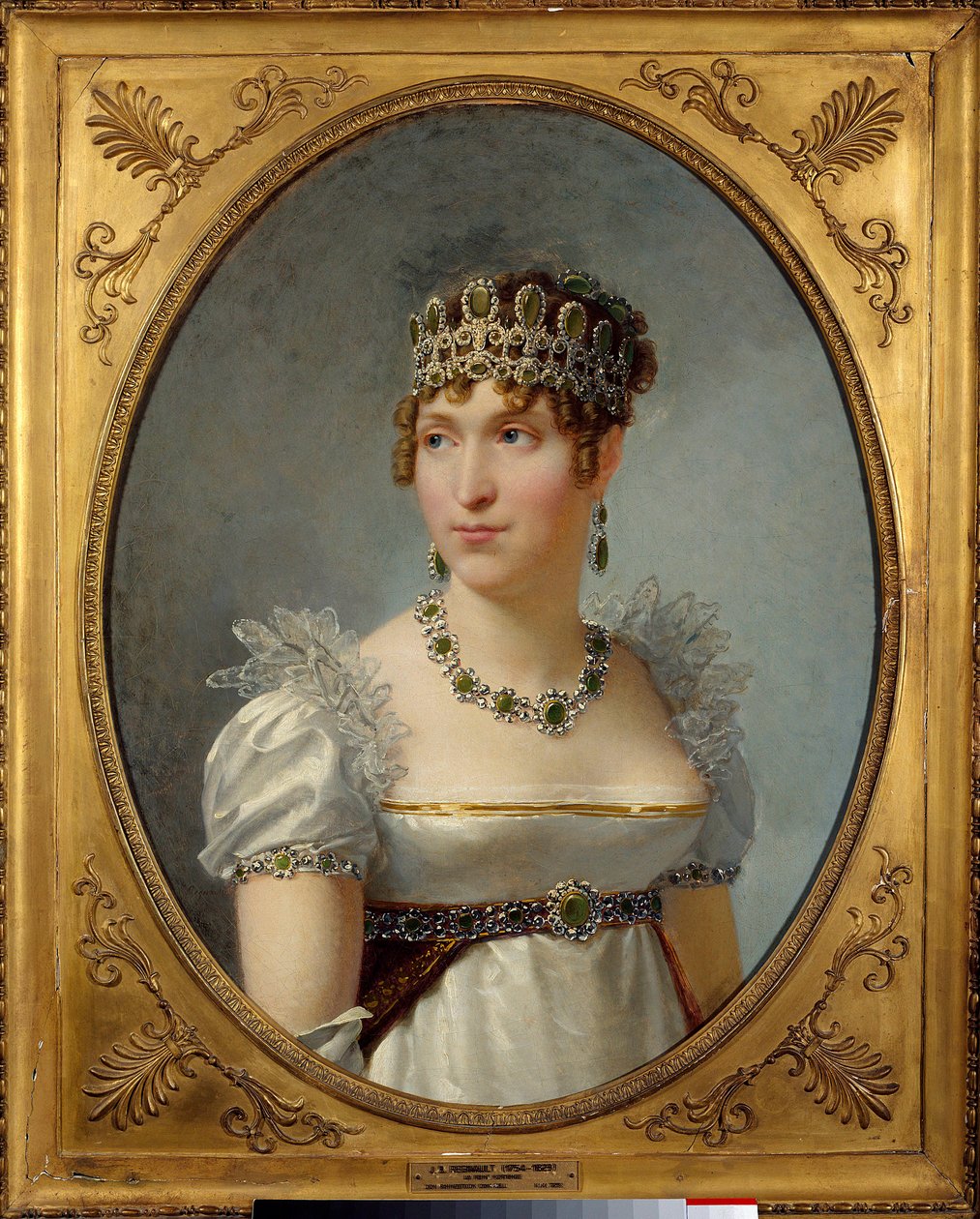 Portræt af dronning Hortense de Beauharnais (1783-1837) Dronning af Holland, hustru til Louis Bonaparte Hun er datter af imponen Josephine de Beauharnais og mor til den kommende Napoleon III. Maleri af Jean Baptiste Regnault (1754-1829) 1810 søn. af Jean Baptiste Regnault