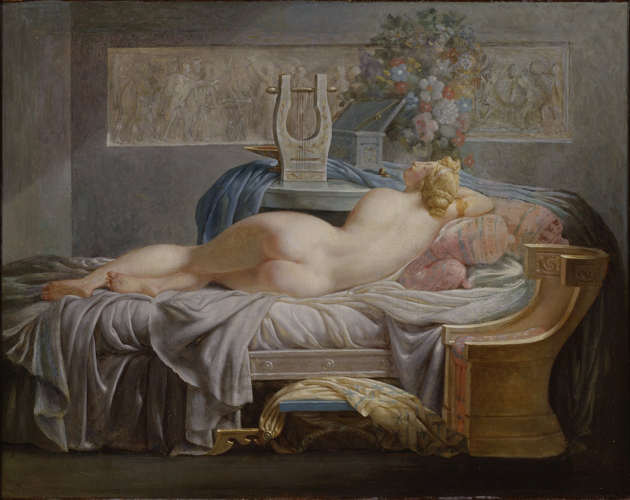Sappho (630-580 avant JC) - Sappho, af Regnault, Jean Baptiste (1754-1829). Olie på lærred. Mål: 42x53 cm. Nationalmuseum Stockholm af Jean Baptiste Regnault