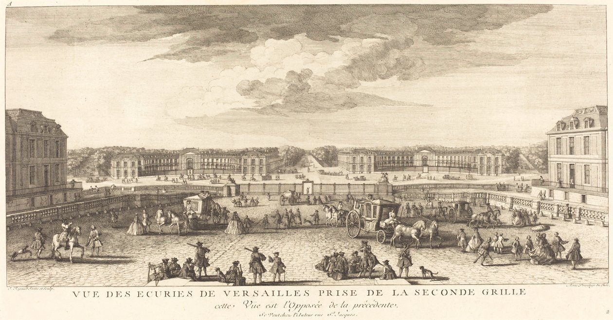 Udsigt over staldene i Versailles taget fra den anden port af Jean Baptiste Rigaud
