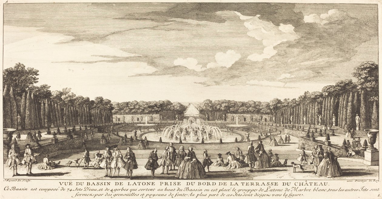 Udsigt over Bassin de Latona taget fra kanten af ​​Chateau Terrace af Jean Baptiste Rigaud
