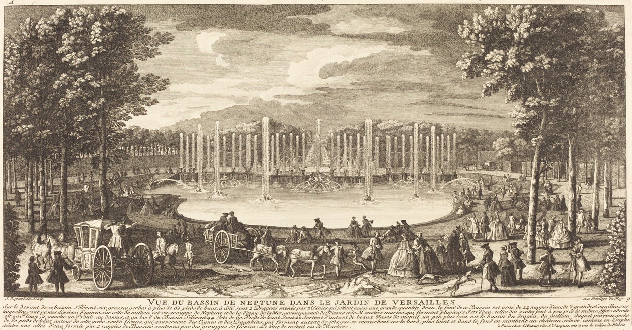 Udsigt over Bassin de Neptun i Versailles have af Jean Baptiste Rigaud