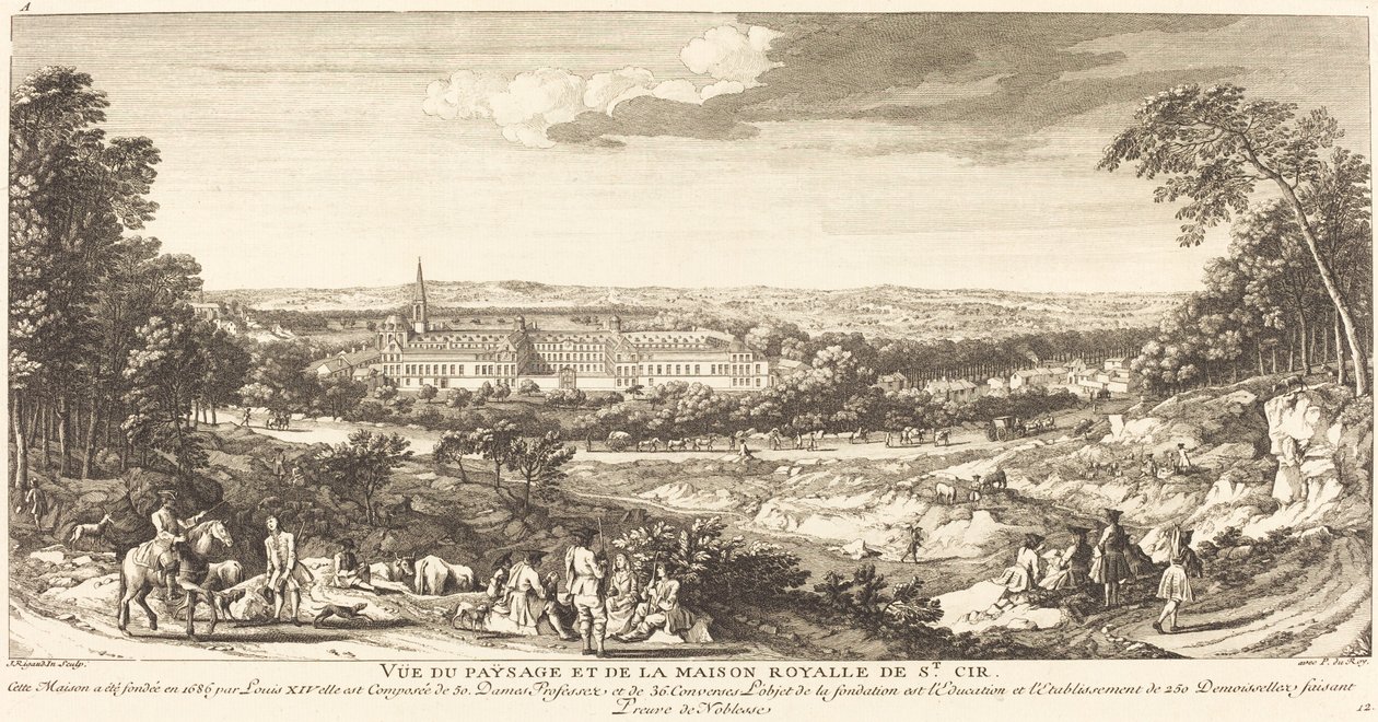 Udsigt over landskabet i kongehuset Saint Cir af Jean Baptiste Rigaud