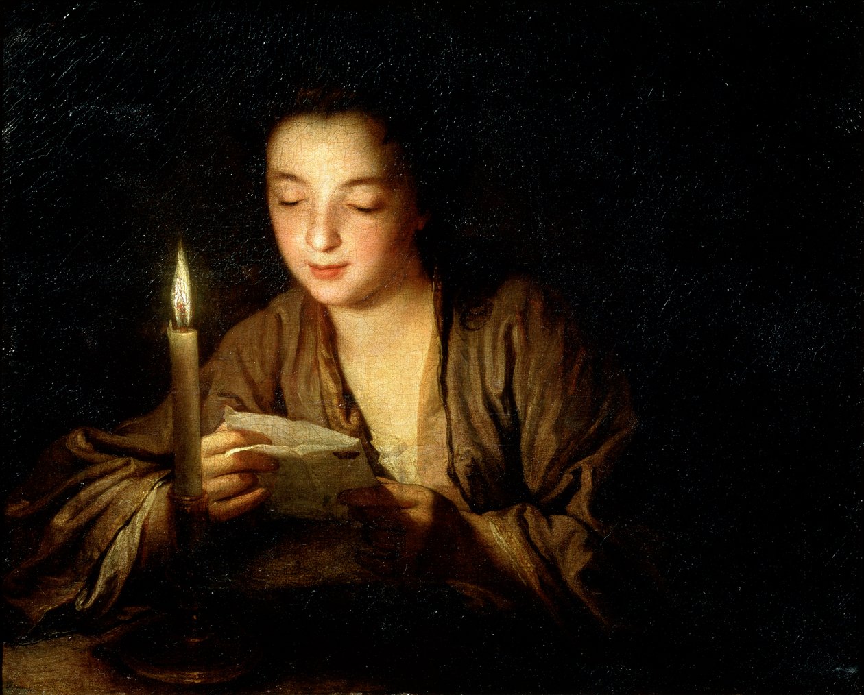 Pige med et lys, slutningen af det 17. eller begyndelsen af det 18. århundrede. af Jean Baptiste Santerre
