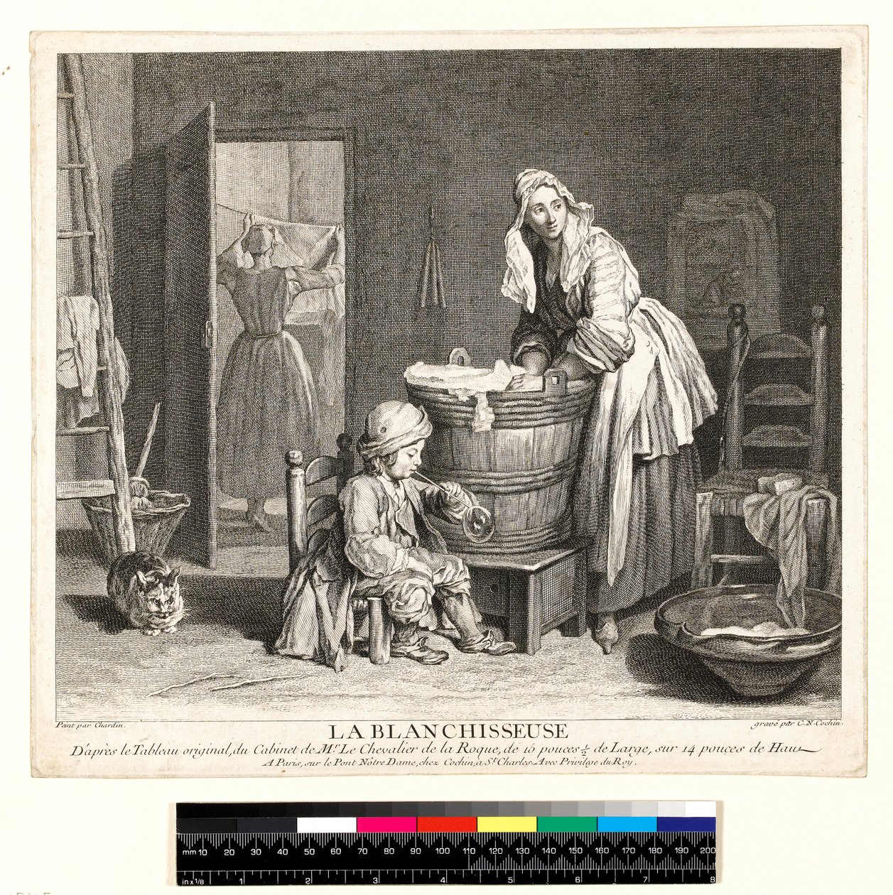 La Blanchisseuse, graveret af Charles Nicolas Cochin I (1688-1754) 1739 (ætsning og gravering) af Jean Baptiste Simeon (after) Chardin