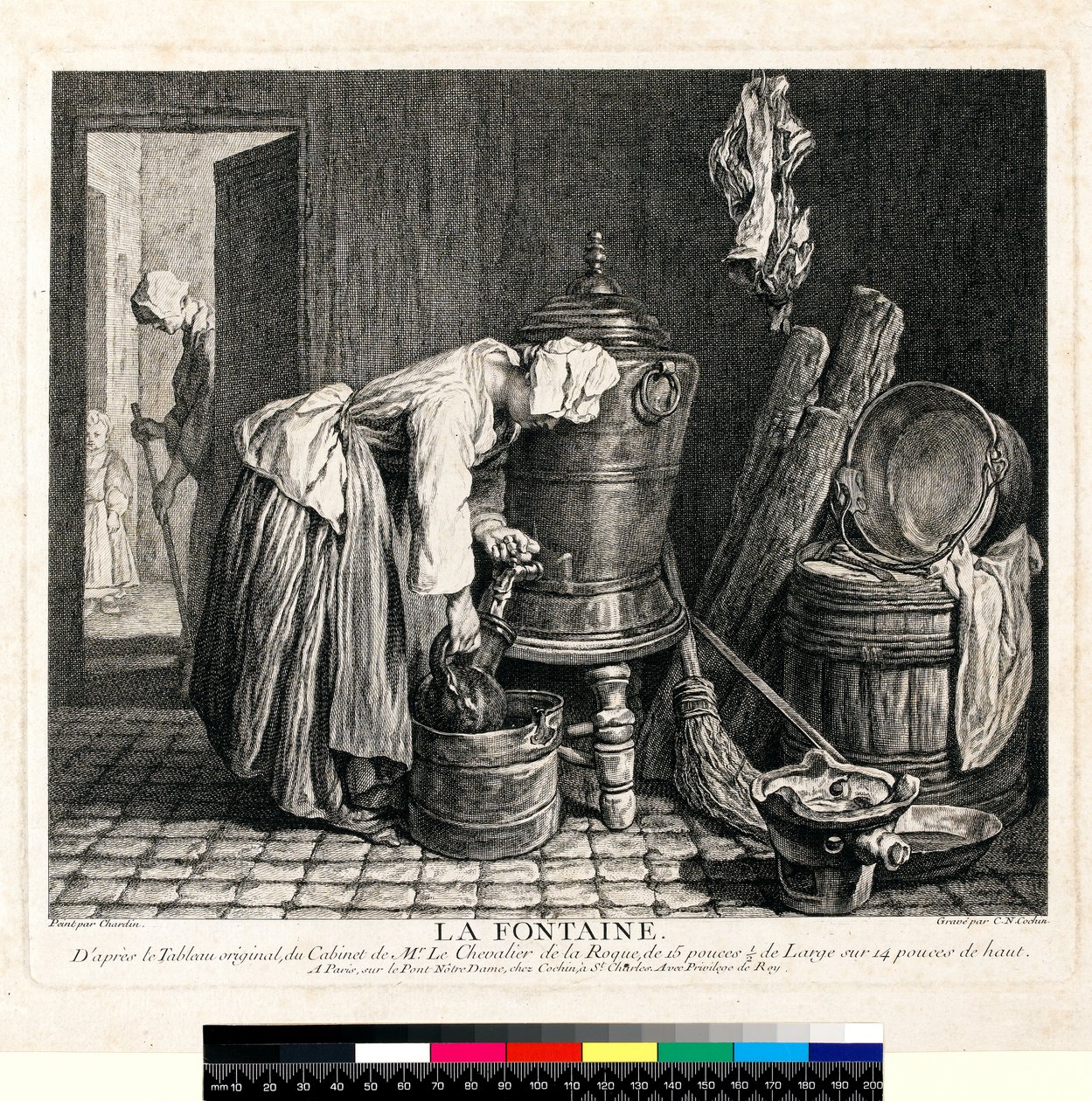 La Fontaine, graveret af Charles Nicolas Cochin I (1688-1754) 1739 (ætsning og gravering på vævet papir) af Jean Baptiste Simeon (after) Chardin