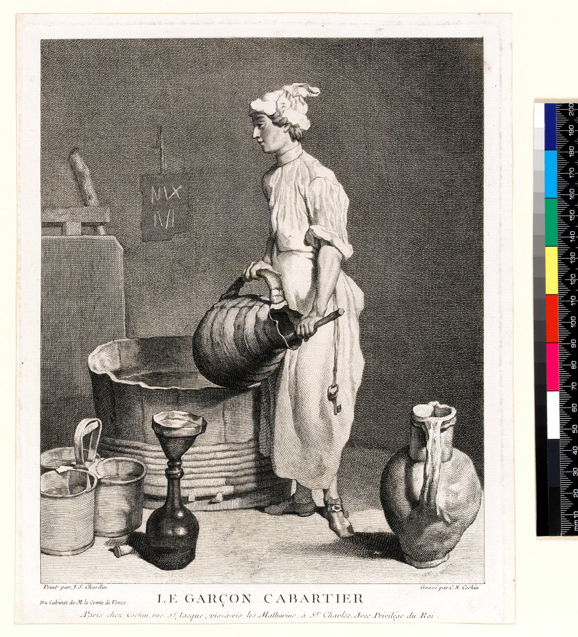 Le Garçon Cabaretier (Kælderdrengen) graveret af Charles Nicolas Cochin I (1688-1754) 1750 (ætsning og gravering) af Jean Baptiste Simeon (after) Chardin