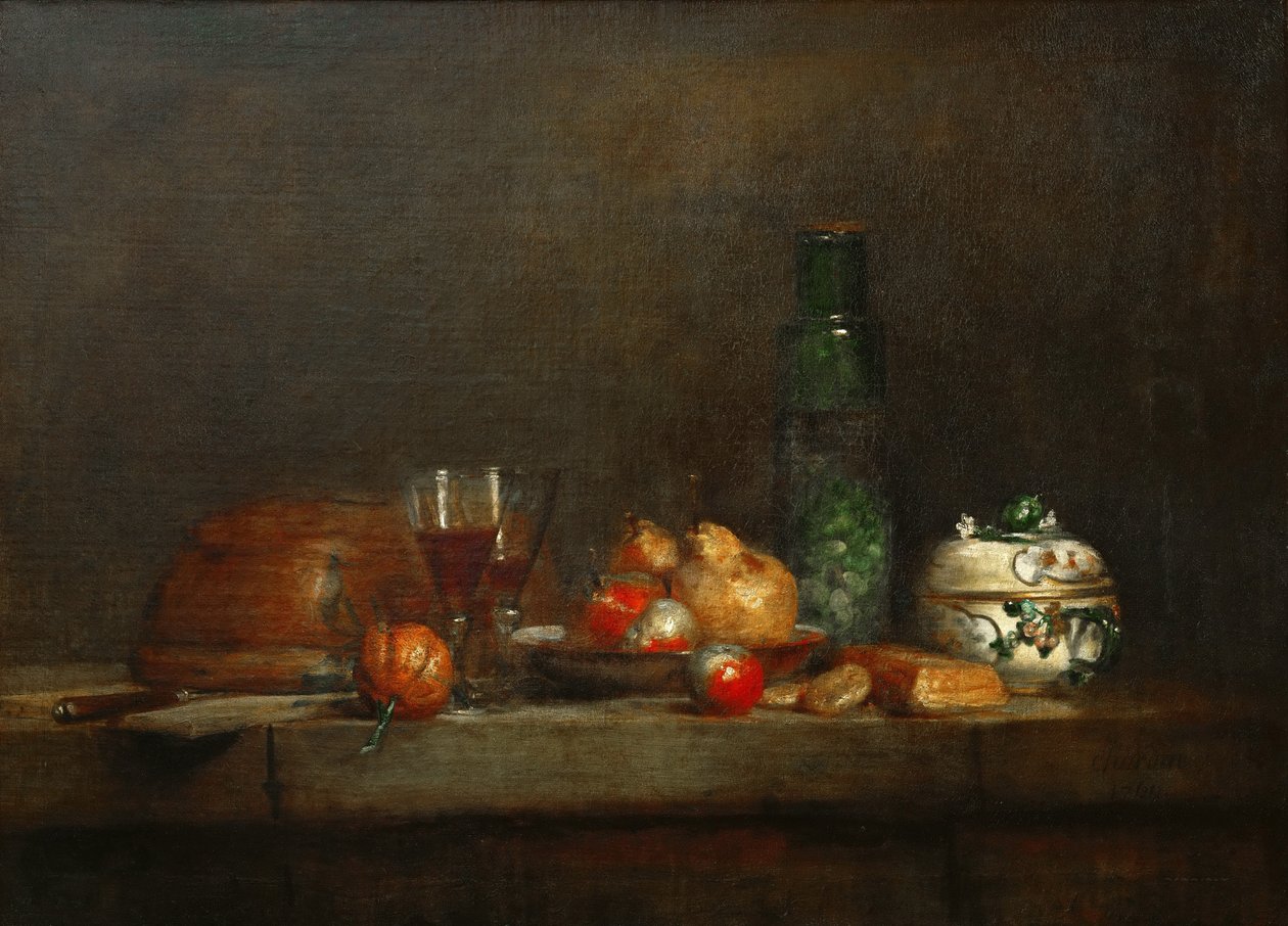 En skål med oliven af Jean Baptiste Simeon Chardin