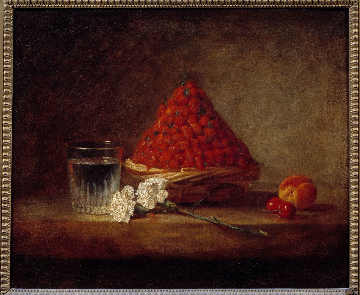 Kurv med vilde jordbær Maleri af Jean Baptiste Simeon Chardin (1699-1779) 1700-tallet Privat samling - Kurv med vilde jordbær. Maleri af Jean Baptiste Simeon Chardin (1699-1779) af Jean Baptiste Simeon Chardin