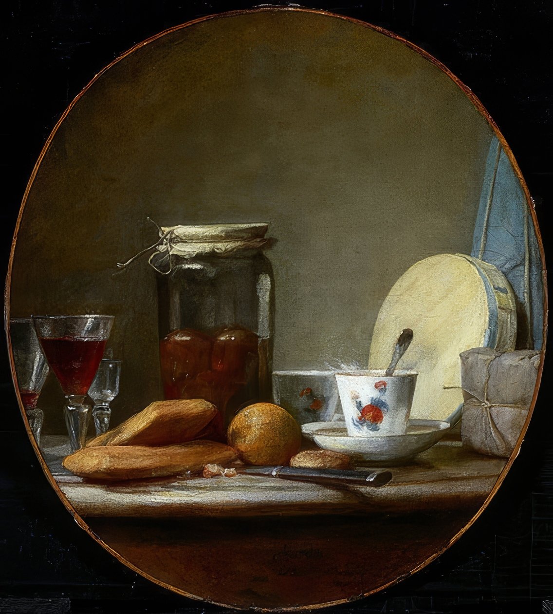 Glas med abrikoser. 1758 af Jean Baptiste Simeon Chardin