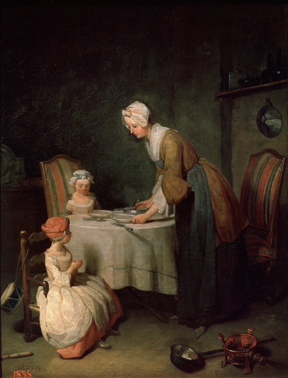 Grace Before Dinner Benedicity, 1744. af Jean Baptiste Simeon Chardin