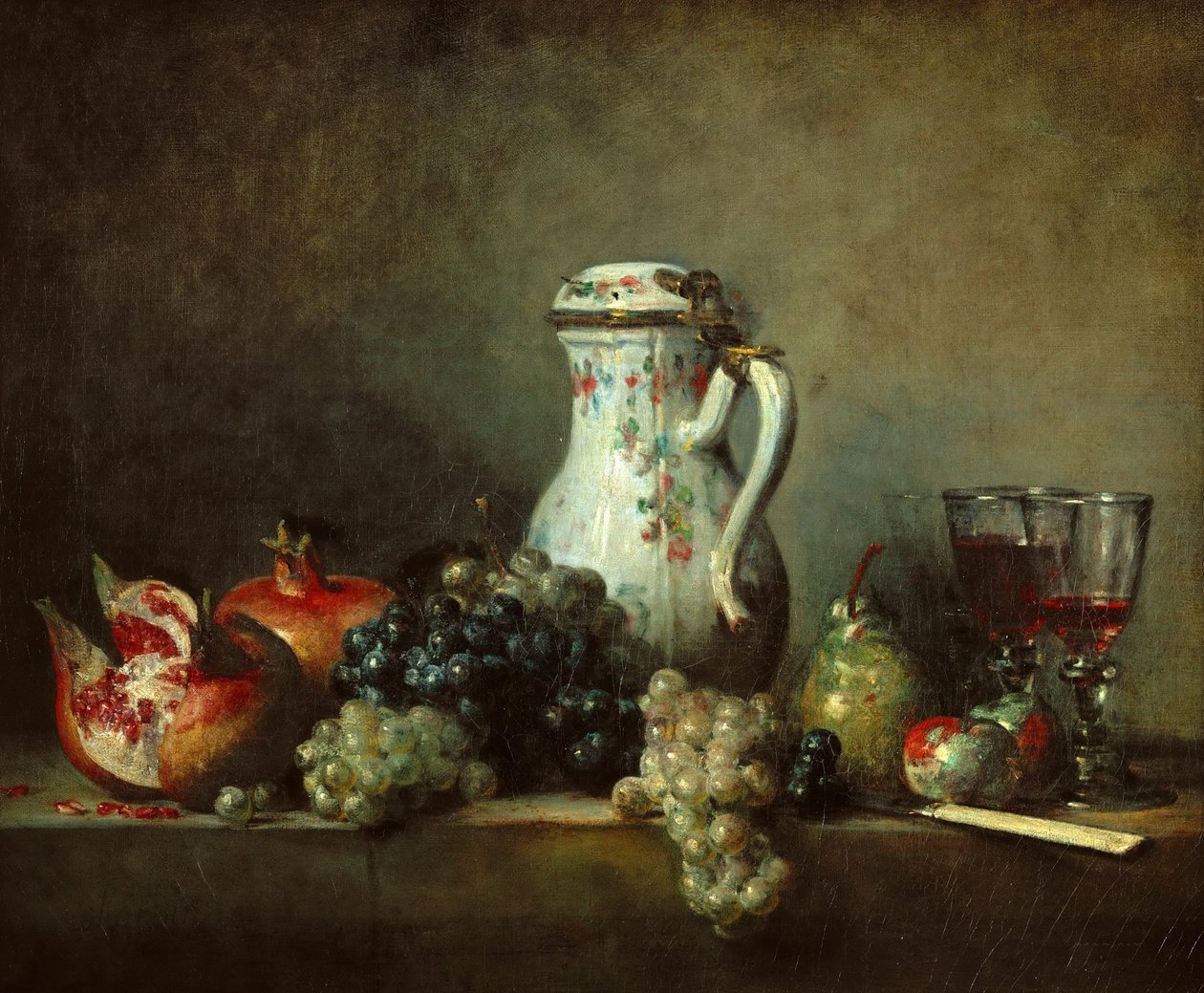 Druer og granatæbler af Jean Baptiste Simeon Chardin