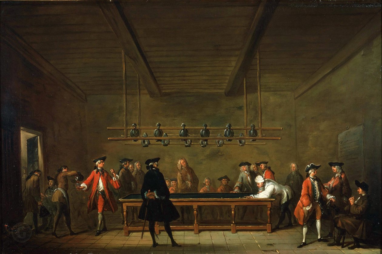 Billardspillet The Billiard Match, ca. 1725. af Jean Baptiste Simeon Chardin