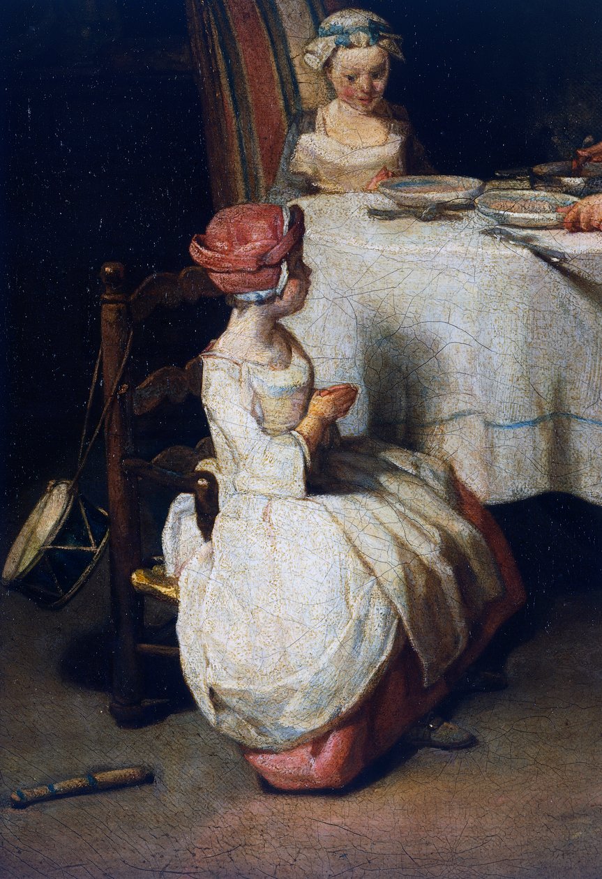 Le Benedicite, ca. 1740, detalje (olie på lærred) af Jean Baptiste Simeon Chardin