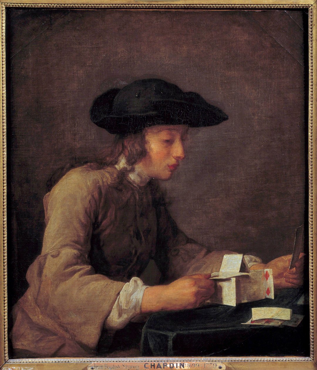 Le chateau de cartes Maleri af Jean Baptiste Simeon Chardin (1699-1779) 1700-tallet søn. 0,77x0,68 m af Jean Baptiste Simeon Chardin