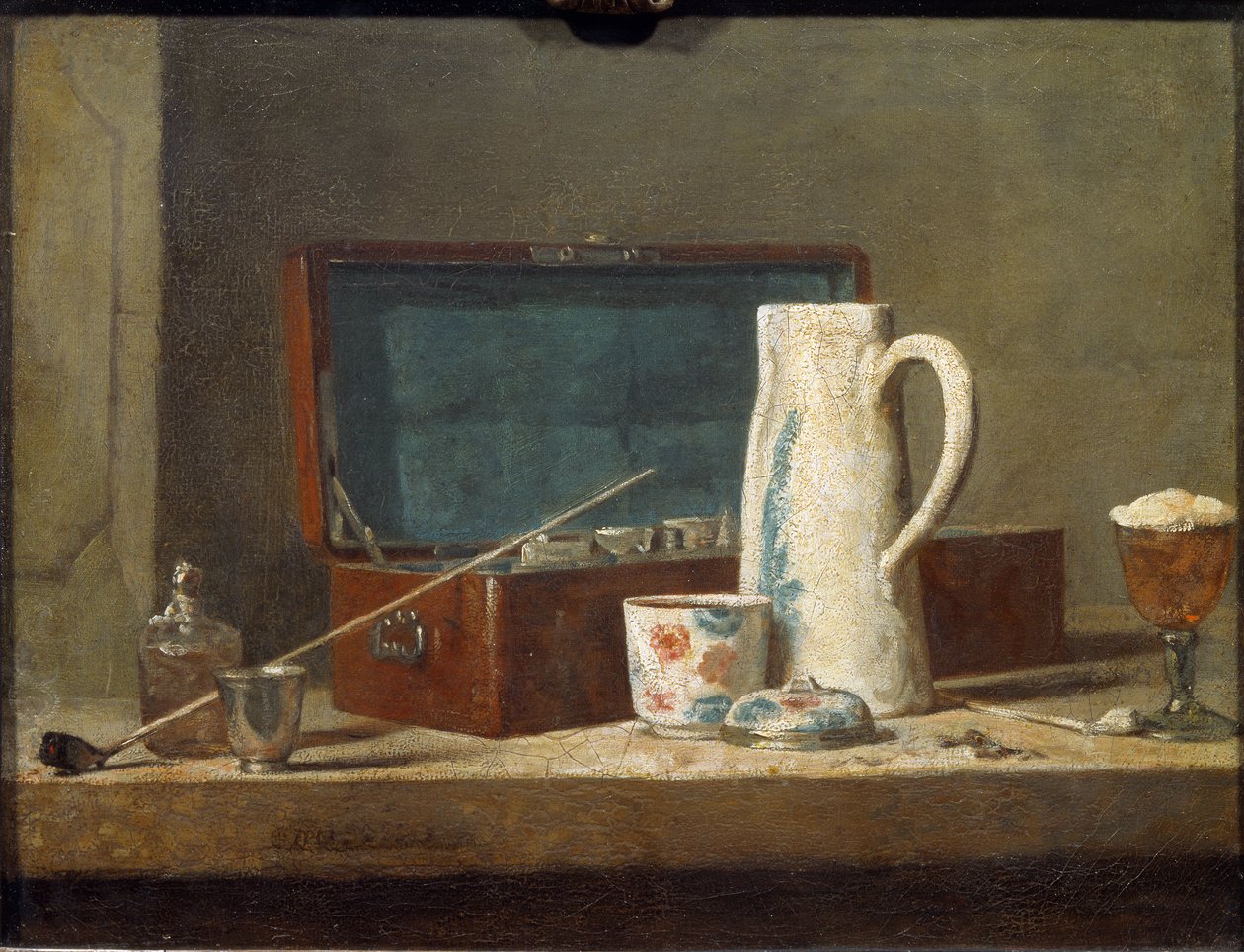 Piber og drikkekar (også kaldet La Tabagie) - olie på lærred af Jean Baptiste Simeon Chardin
