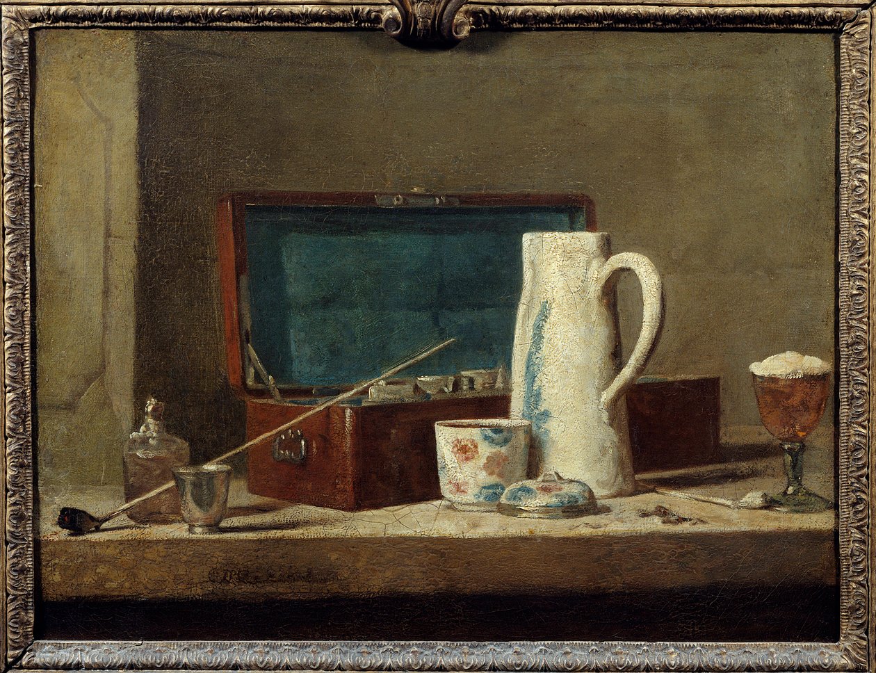 Piber og vase til at drikke eller ryge Maleri af Jean Baptiste Simeon Chardin (1699-1779) 1700-tallet søn. 0,32 x 0,42 m. Paris. Louvre-museet af Jean Baptiste Simeon Chardin
