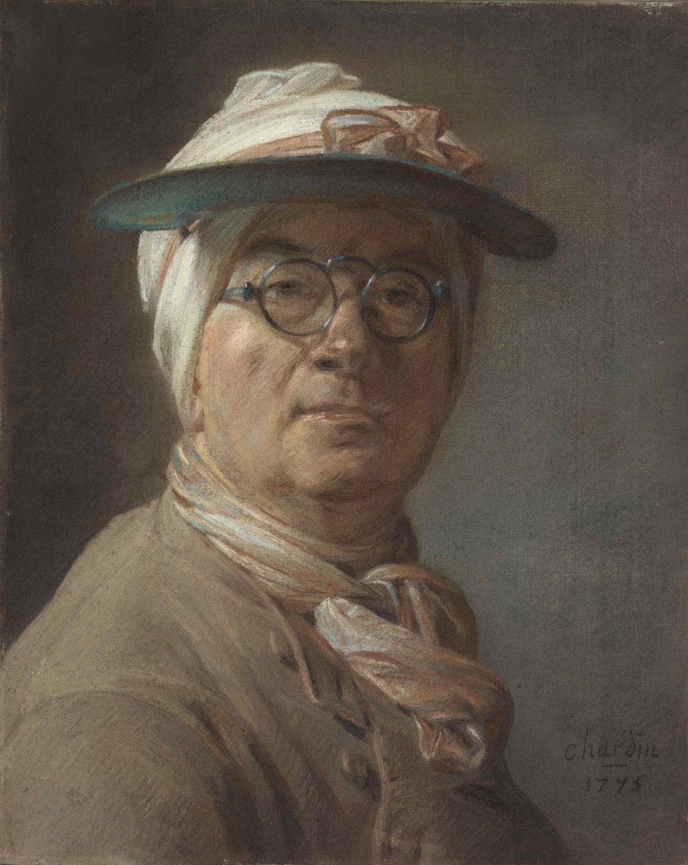 Selvportræt med en øjenskygge, 1775. af Jean Baptiste Simeon Chardin