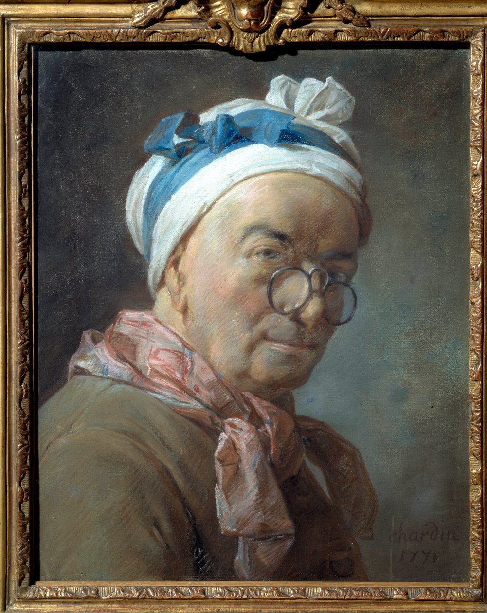 Selvportræt fortalt til bisiklerne Maleri af Jean Baptiste Simeon Chardin (1699-1779). 1771. Dim. 0,459 x 0,375 m. af Jean Baptiste Simeon Chardin