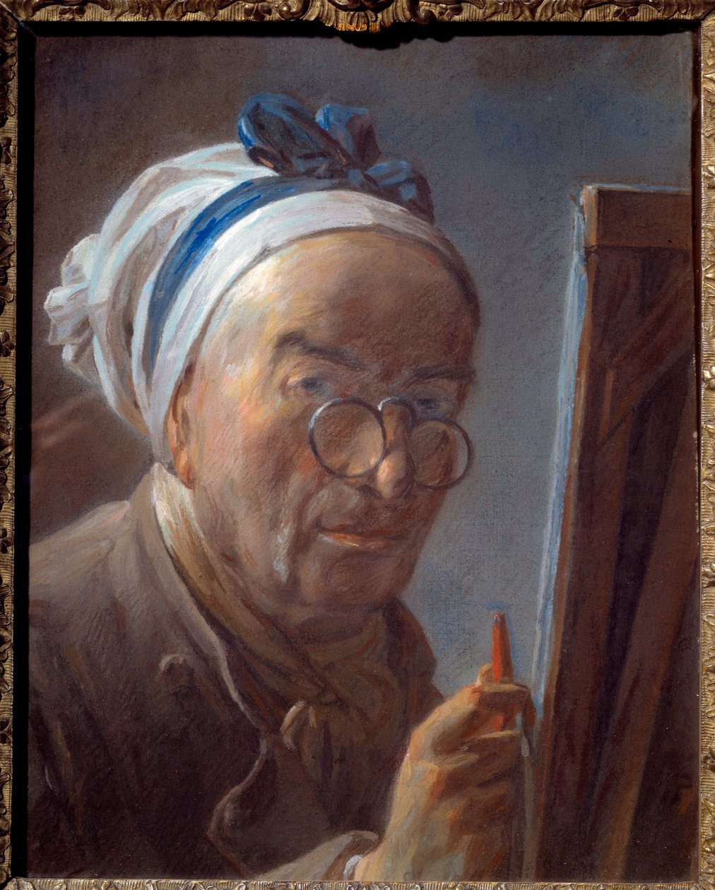 Selvportræt ved staffeliet Pastelmaleri af Jean Døberen Simeon Chardin (1699-1779) 1779 af Jean Baptiste Simeon Chardin