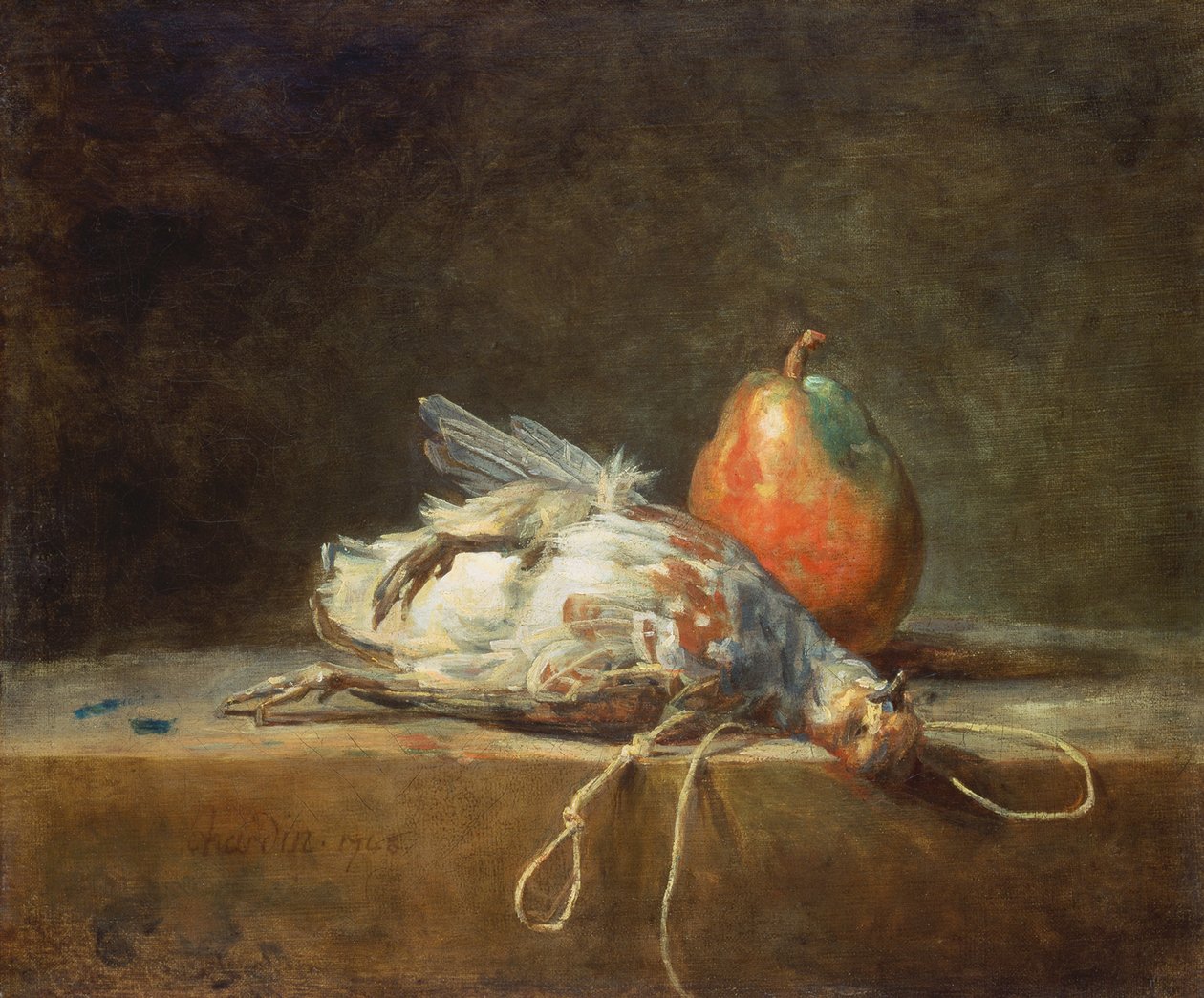 Stilleben med Agerhøne og pære, 1748 af Jean Baptiste Simeon Chardin
