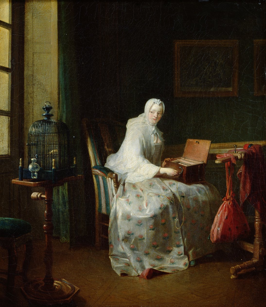 Fugleorganet eller en kvinde, der varierer sine fornøjelser, 1751 af Jean Baptiste Simeon Chardin