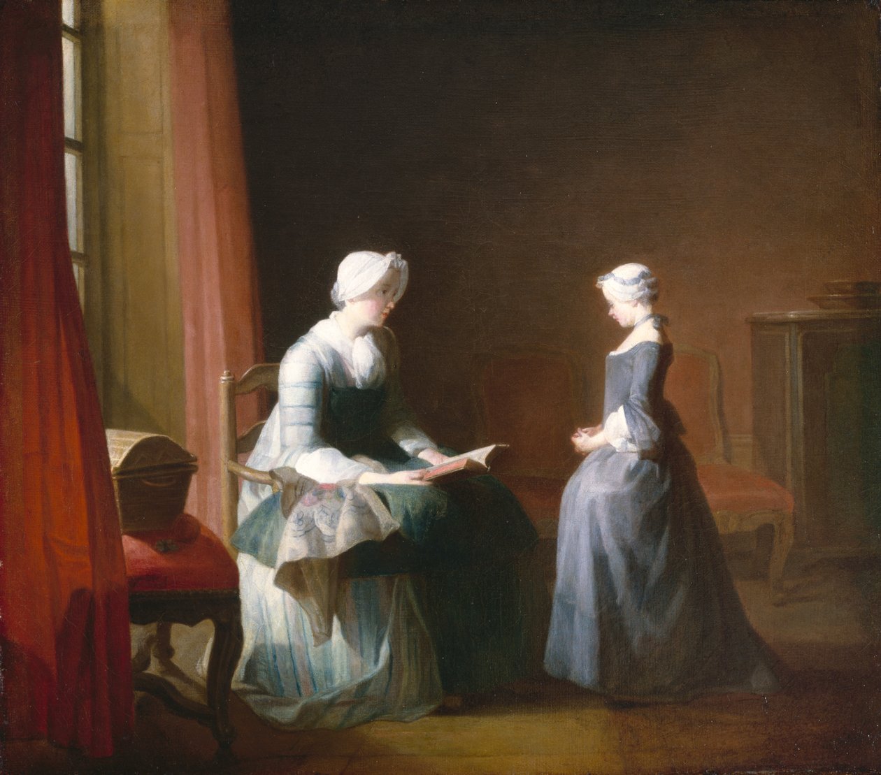 Den gode uddannelse, ca. 1753 (olie på lærred) af Jean Baptiste Simeon Chardin