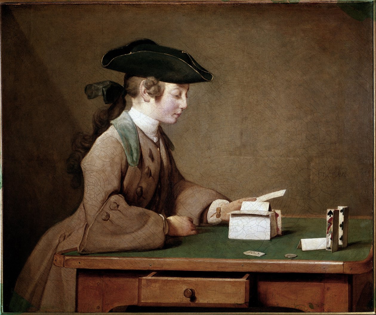 The House of Cards (olie på lærred af Jean Baptiste Simeon Chardin