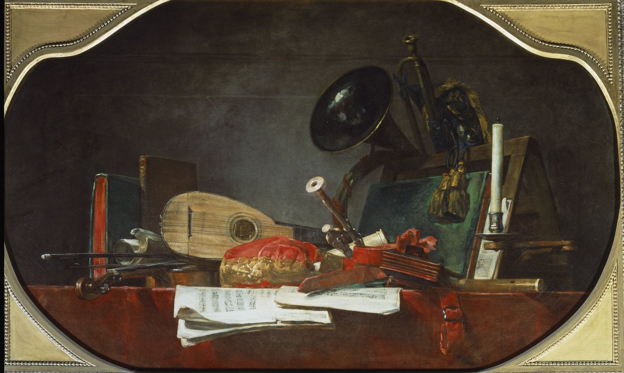 Musikkens egenskaber Still Life. Olie på lærred af Jean Baptiste Simeon Chardin