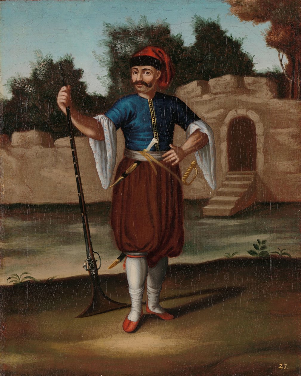 albansk soldat af Jean Baptiste Vanmour (workshop of)