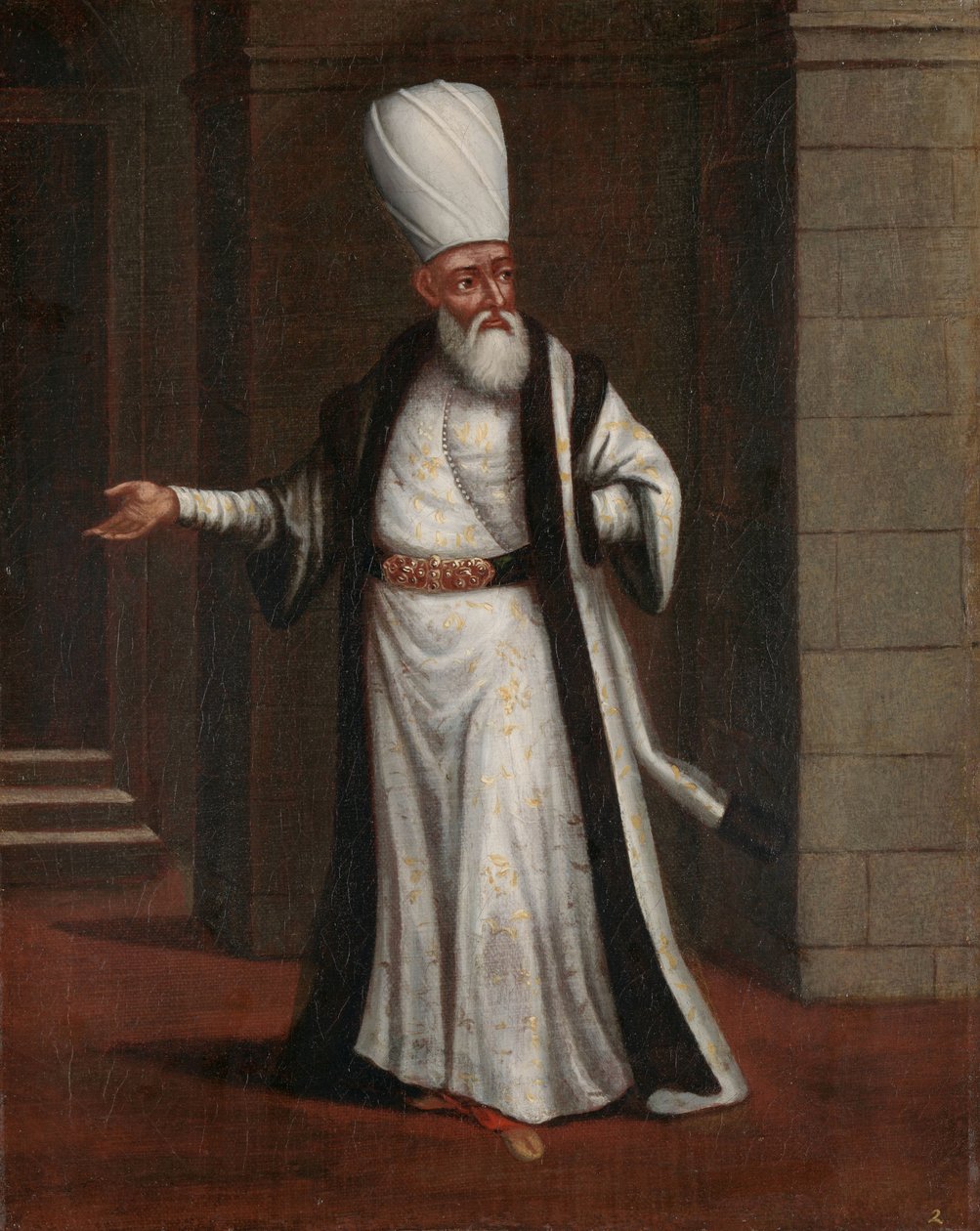 Janitsjaren Aga, øverstkommanderende for janitsjarerne af Jean Baptiste Vanmour (workshop of)