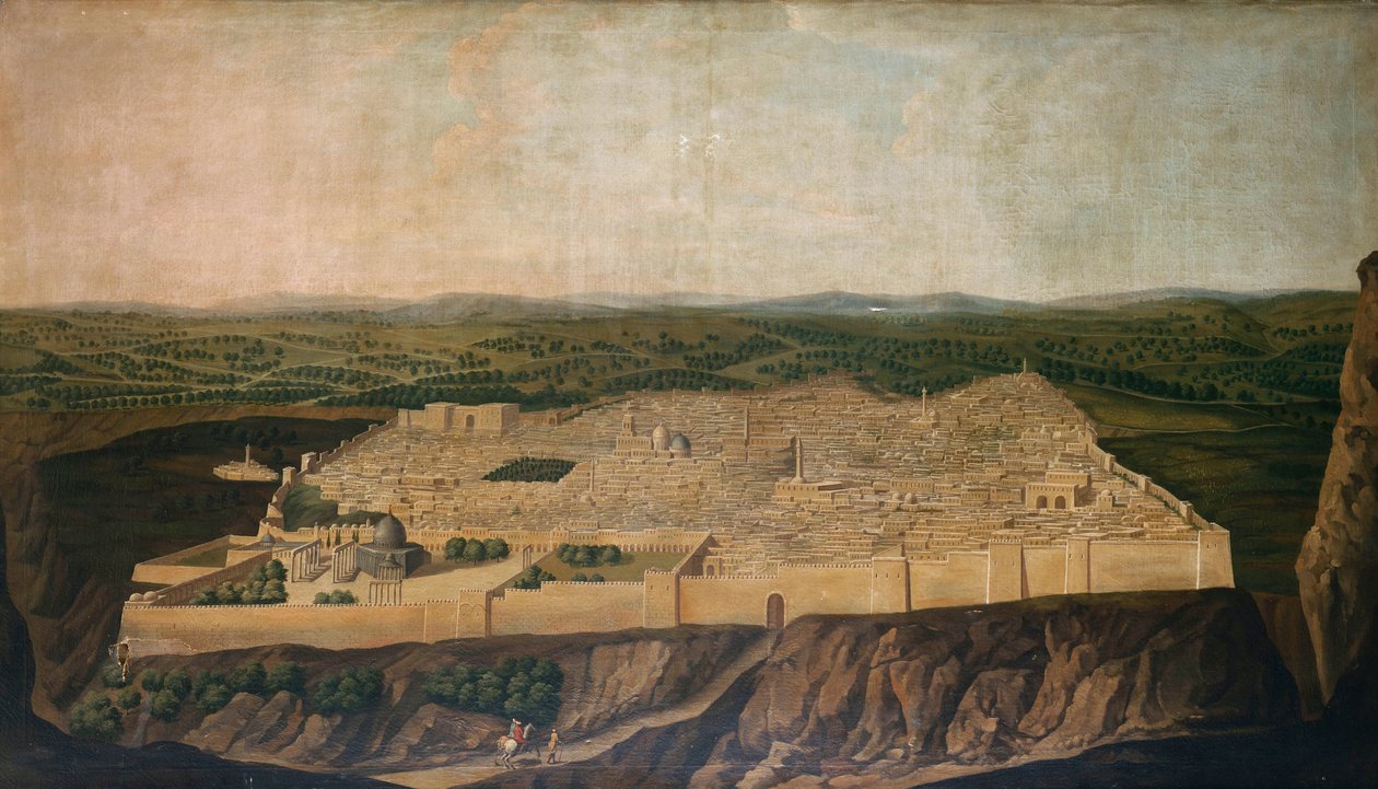Panoramaudsigt over Jerusalem af Jean Baptiste Vanmour