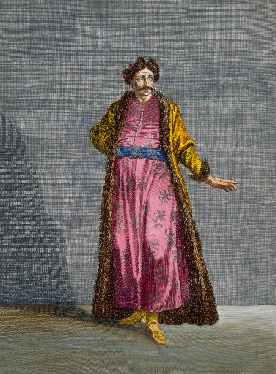 En valakisk herre, plade 80 fra "Collection of One Hundred Prints Representing the Different Nations of the Levant" af Charles de Ferriol, graveret af B. Baron, 1707-08 af Jean Baptiste Vanmour